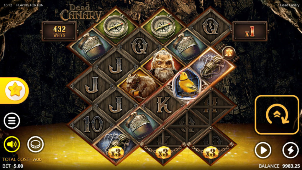 Caça-níqueis Dead Canary: Tela dos rolos