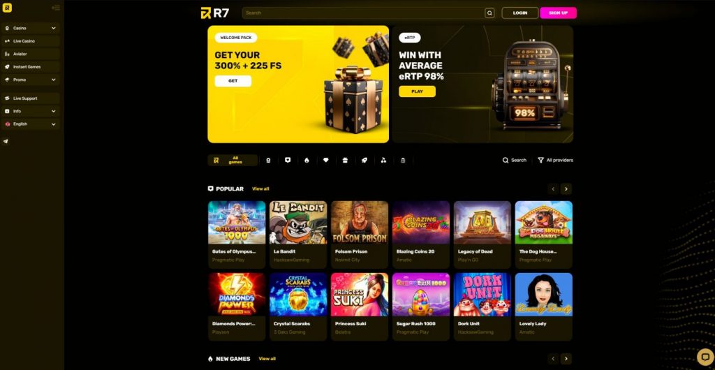 Главный экран R7 Casino Главный экран R7 Casino