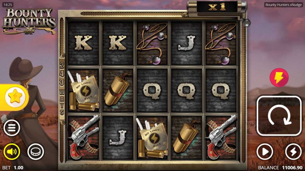 Tela de bobinas Caça-níqueis Bounty Hunters: Tela dos rolos