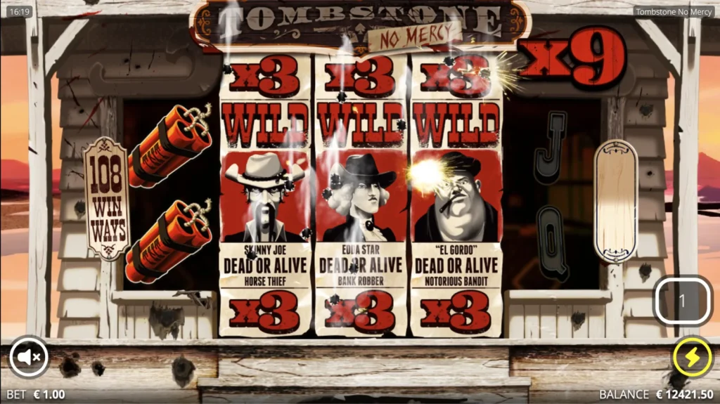 Tombstone: No Mercy slot Base Game Big Win gameplay screenshot