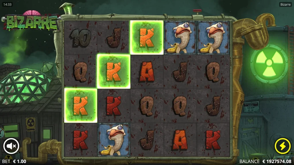 Bizarre slot base game win gameplay screenshot