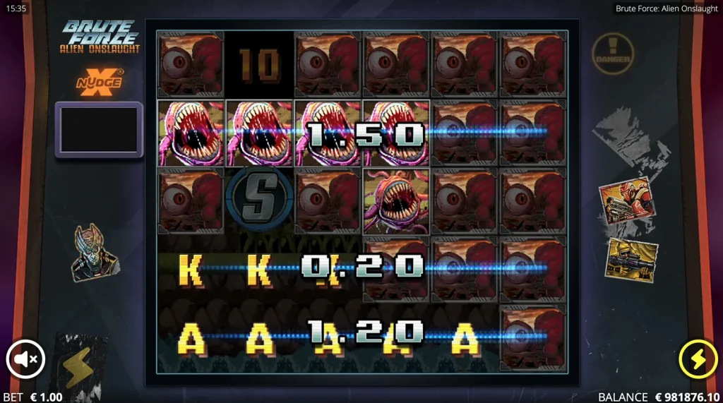 Brute Force: Alien Onslaught slot — base game. Brute Force: Alien Onslaught slot base game gameplay screenshot
