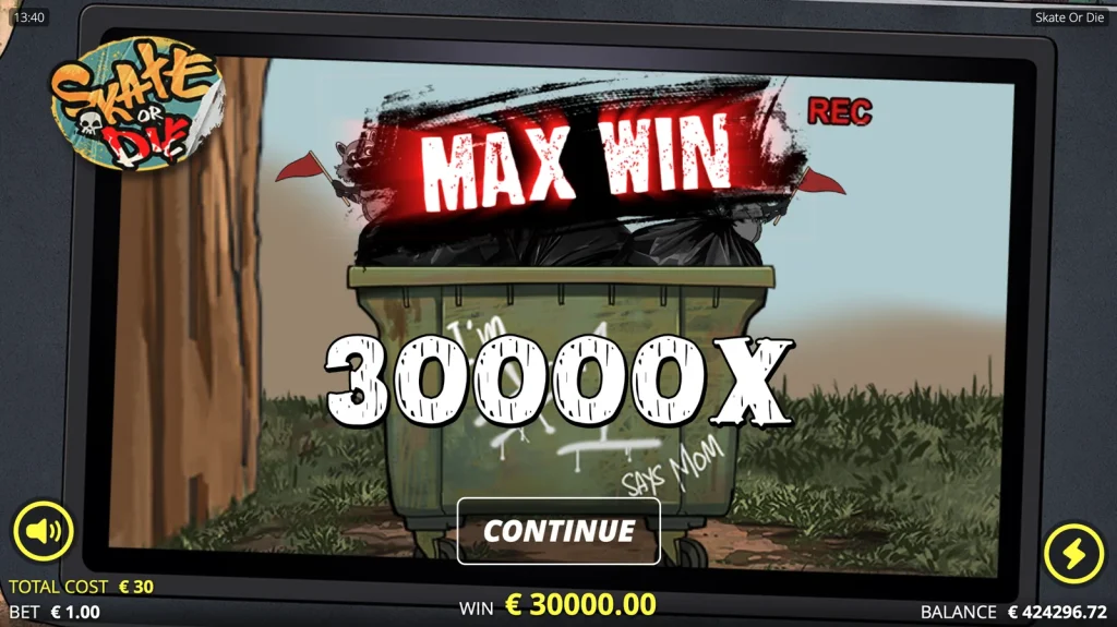 Skate or Die slot — Max Win. Skate or Die slot Max Win gameplay screenshot