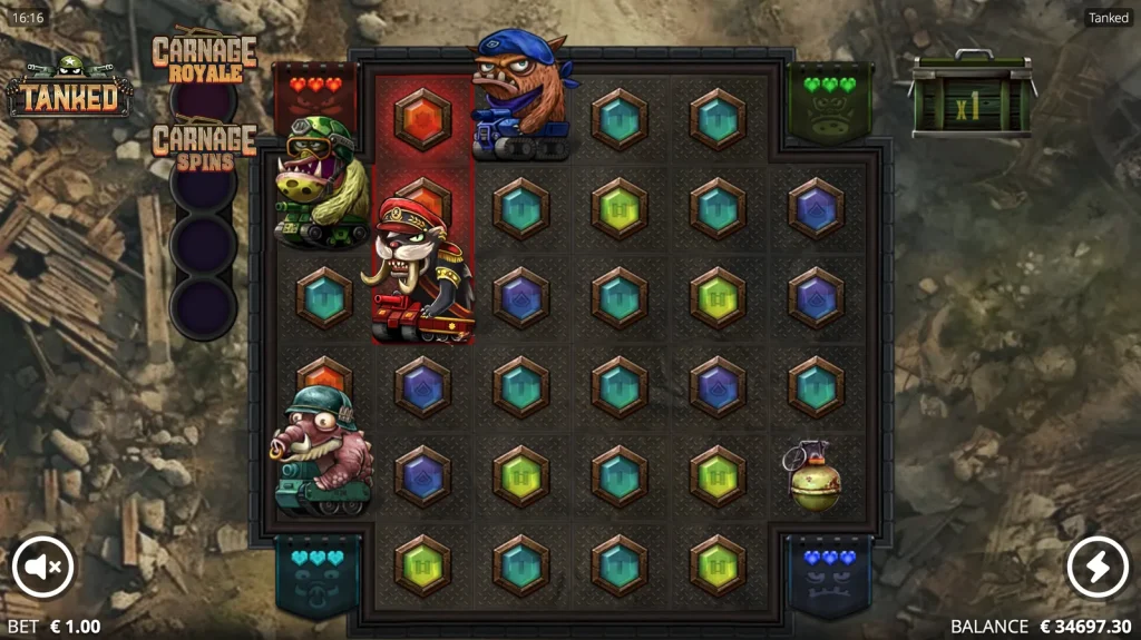 Slot Tanked — Base Game. Tangkapan layar permainan slot Tanked — Base Game