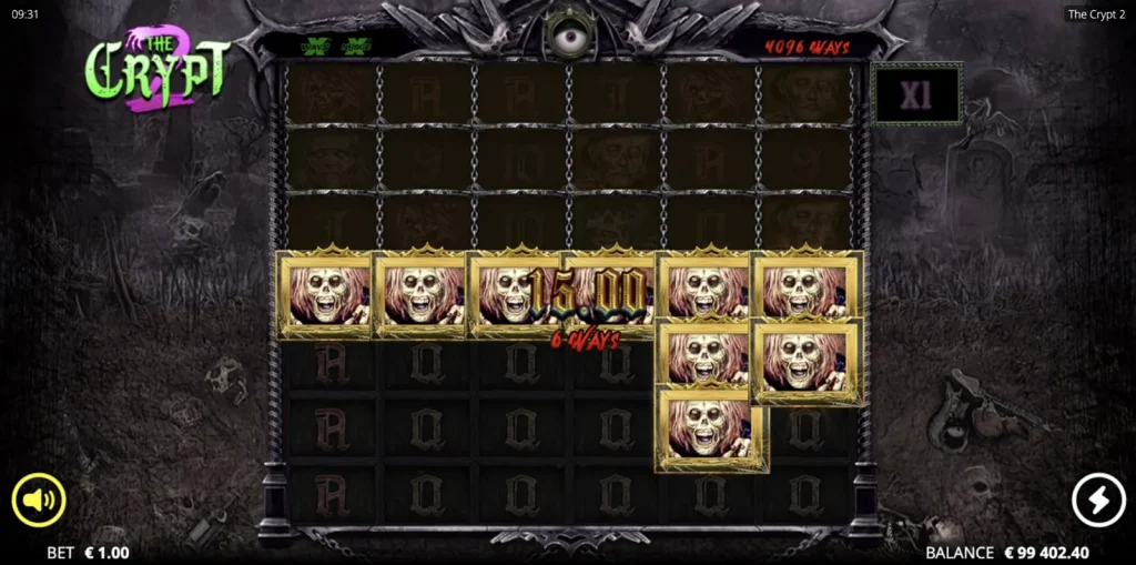 The Crypt 2 slot base game win gameplay screenshot